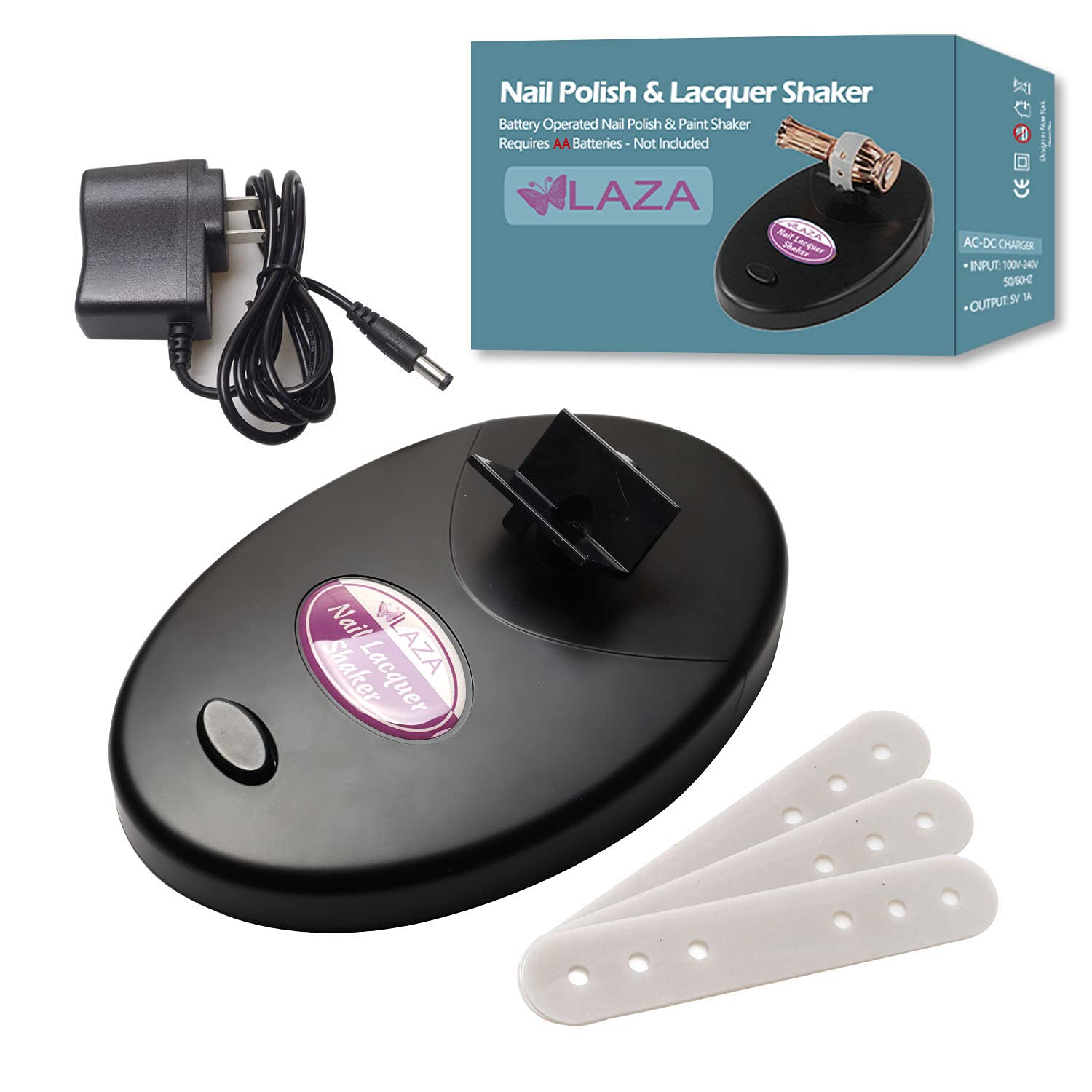 Laza Nail Lacquer Shaker – Adjustable Bottle Shaking Machine for Gel Polish (Black)