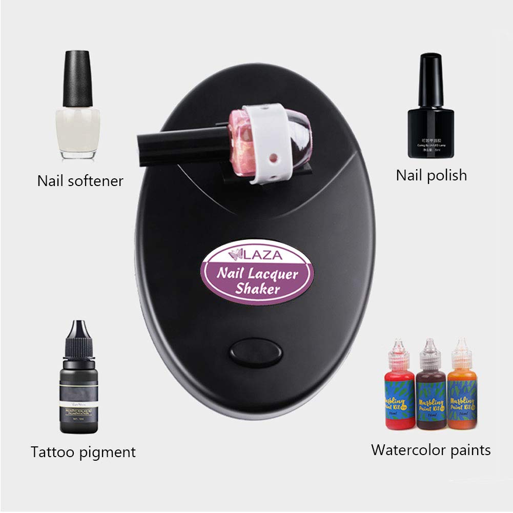 Laza Nail Lacquer Shaker – Adjustable Bottle Shaking Machine for Gel Polish (Black)