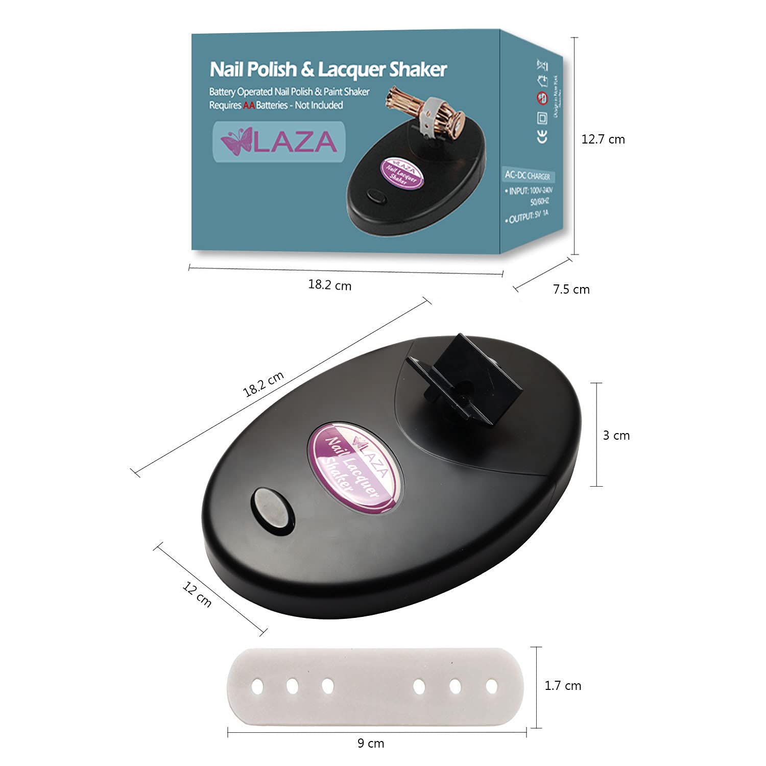 Laza Nail Lacquer Shaker – Adjustable Bottle Shaking Machine for Gel Polish (Black)