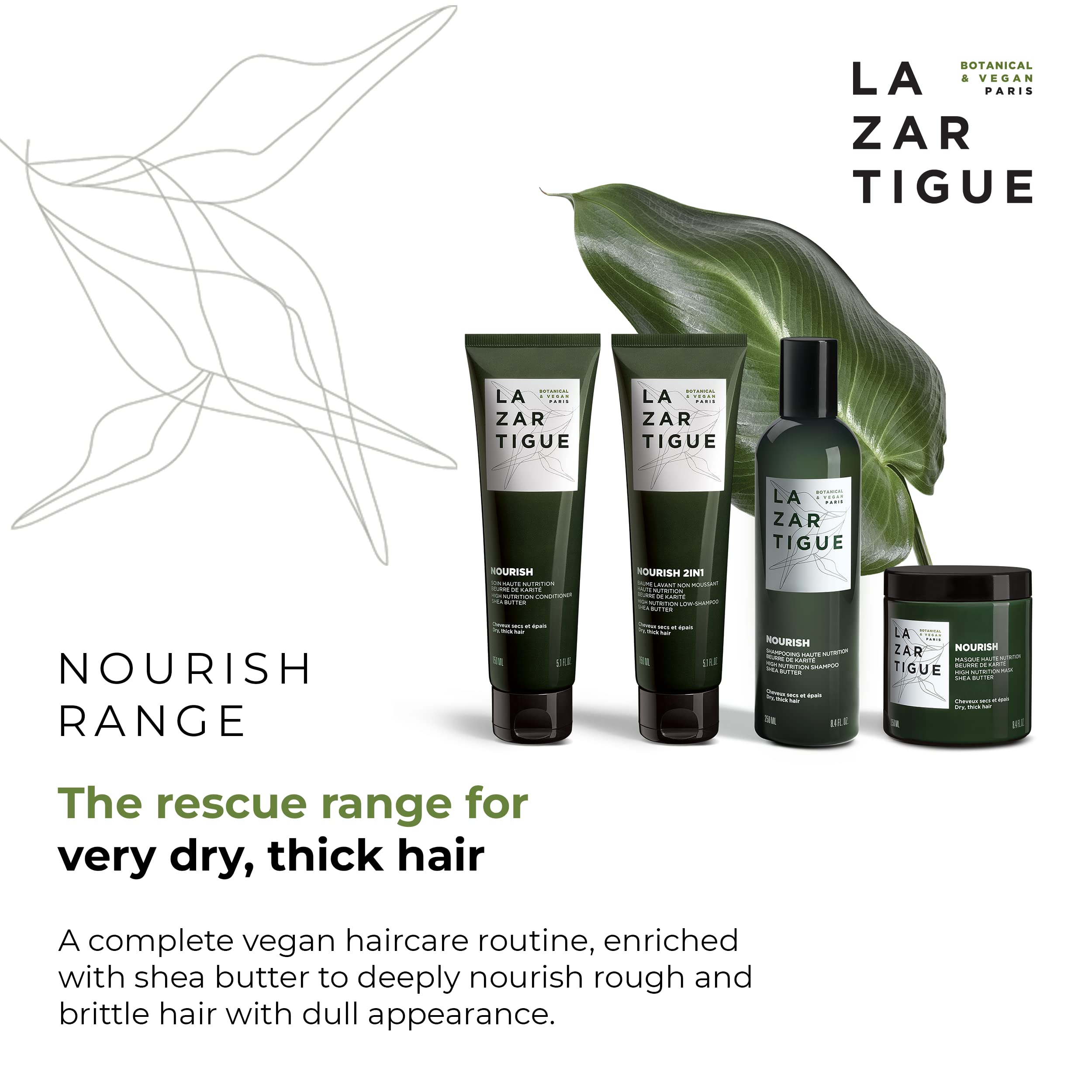 Lazartigue Nourish Shampoo – Shea & Babassu Butters, Intense Hydration for Dry Hair | Vegan, Sulfate & Silicone Free