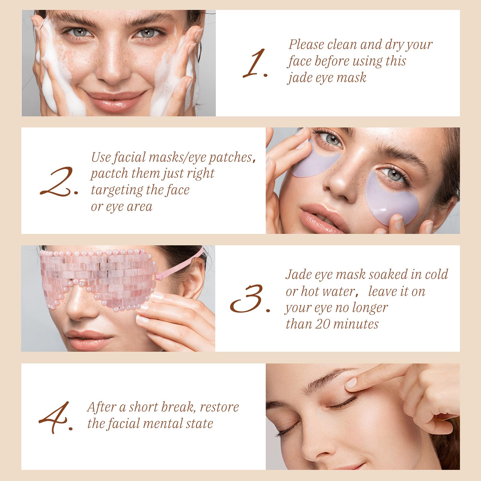 LazyGa Rose Quartz Eye Mask – Hot or Cold Therapy for Puffiness, Dark Circles