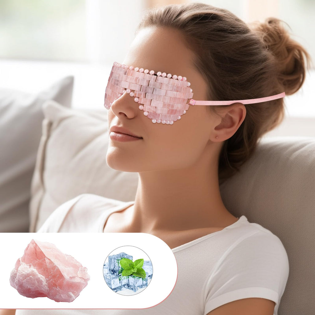 LazyGa Rose Quartz Eye Mask – Hot or Cold Therapy for Puffiness, Dark Circles