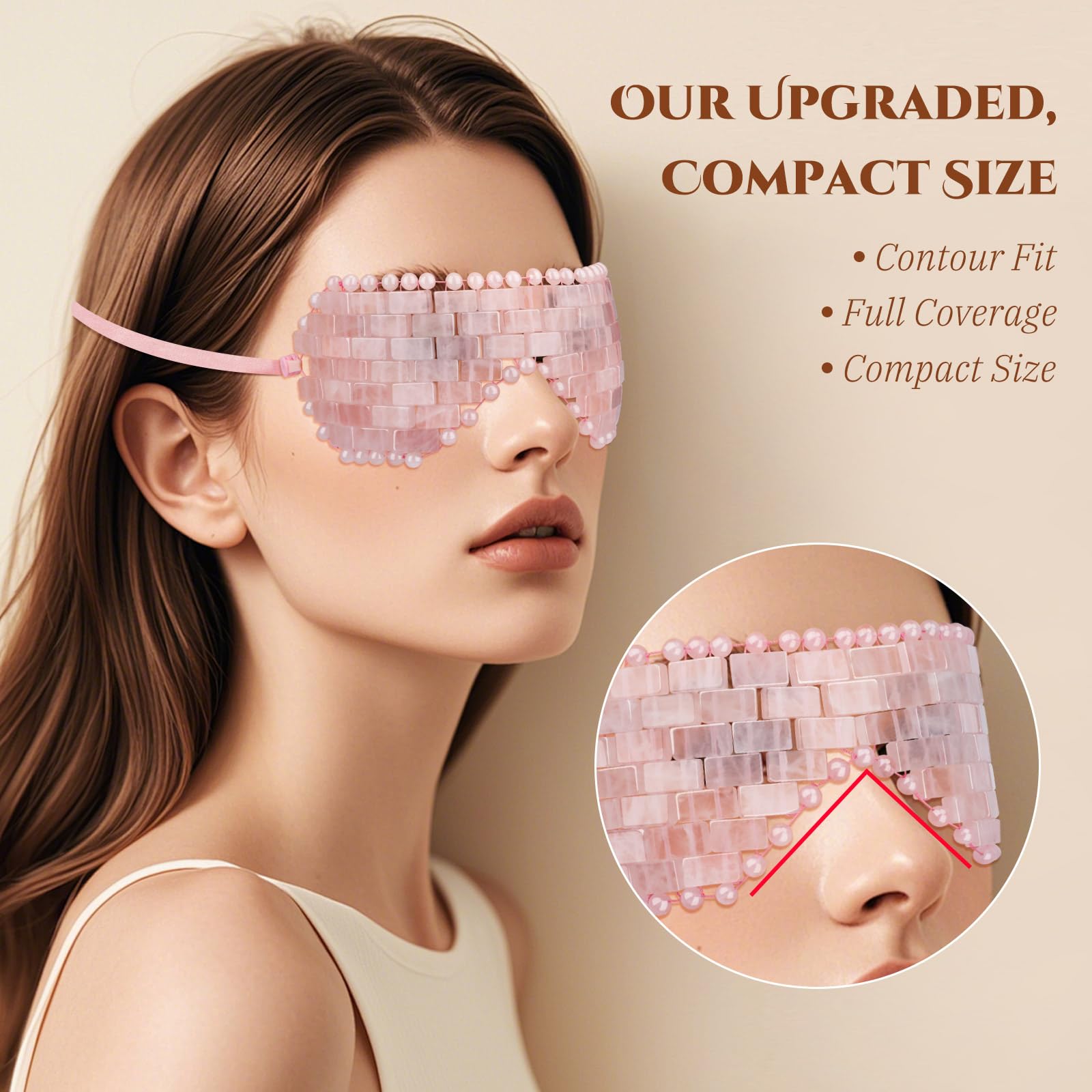 LazyGa Rose Quartz Eye Mask – Hot or Cold Therapy for Puffiness, Dark Circles