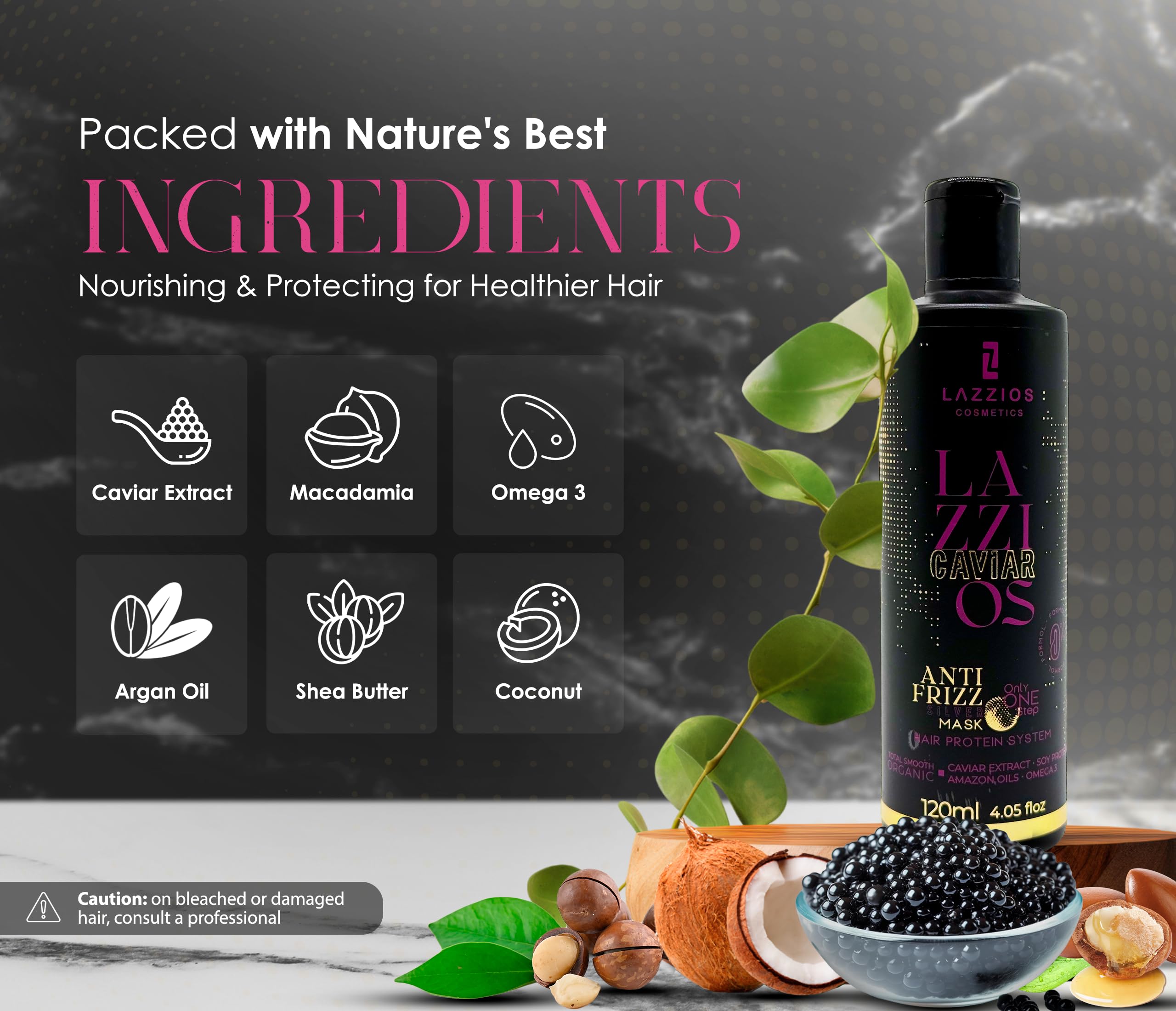 Lazzios Caviar Organic Hair Protein – Formaldehyde-Free Brazilian Keratin Treatment | 120 ml