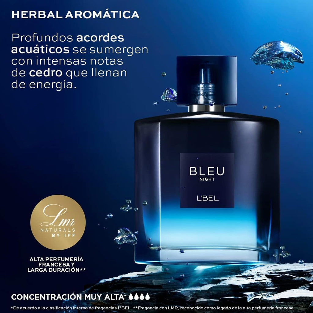 L'Bel Bleu Intense Night Eau de Toilette for Men – 100 ml (3.4 fl oz) Long-Lasting