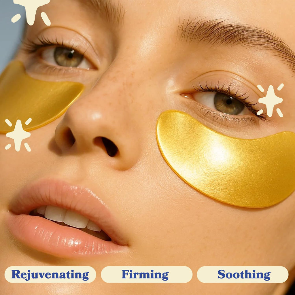 LE GUSHE Gold Under Eye Patches – Hydrating Collagen Masks with Snail Mucin (20 Pairs)