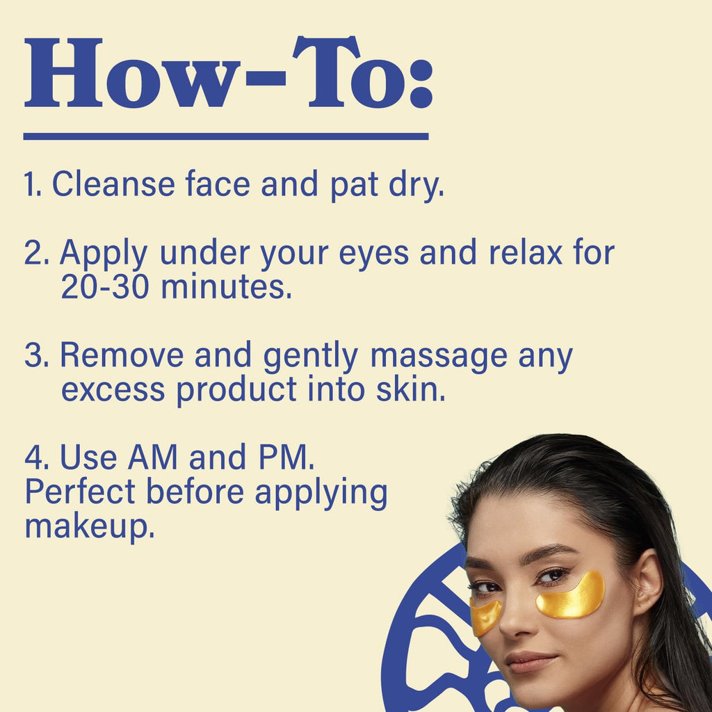 LE GUSHE Gold Under Eye Patches – Hydrating Collagen Masks with Snail Mucin (20 Pairs)