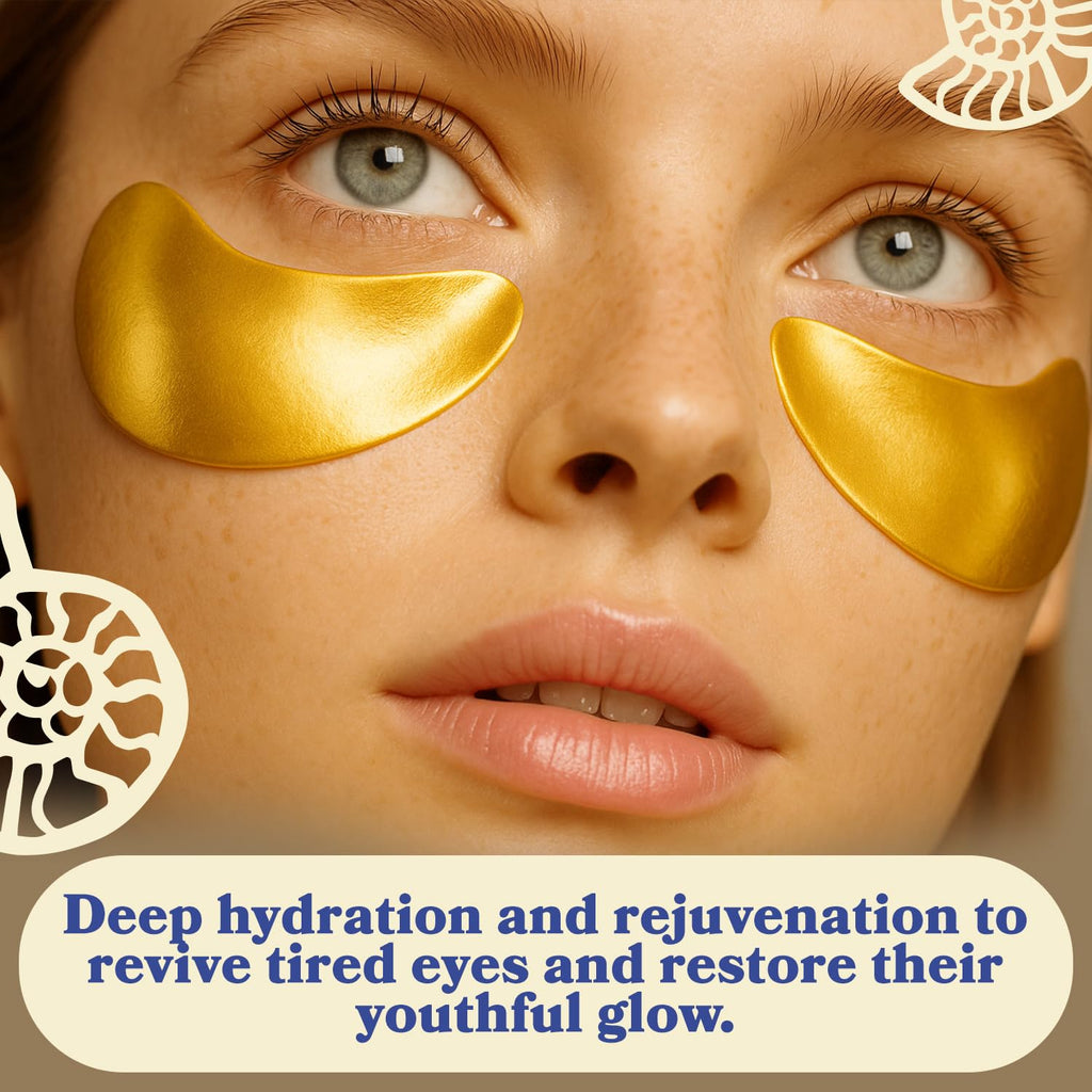 LE GUSHE Gold Under Eye Patches – Hydrating Collagen Masks with Snail Mucin (20 Pairs)