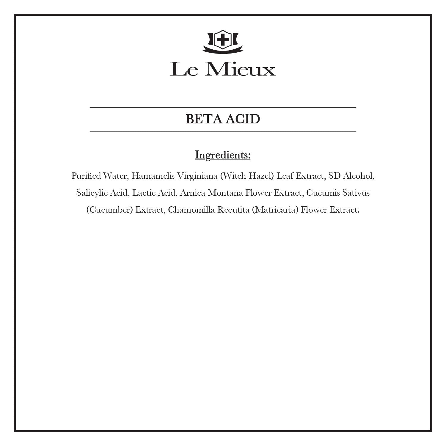 Le Mieux Beta Acid Toner: Salicylic & Lactic Acid Clarifying Solution (0.5 oz)