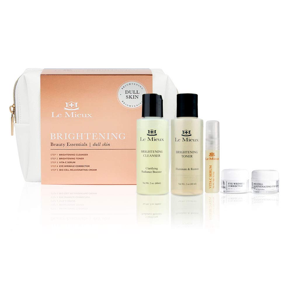 Le Mieux Beauty Essentials for Dull Skin – 5-Piece Skincare Set with Illuminating Cleanser, Toner, Vita-C Serum, Eye Corrector & Bio Cell Cream