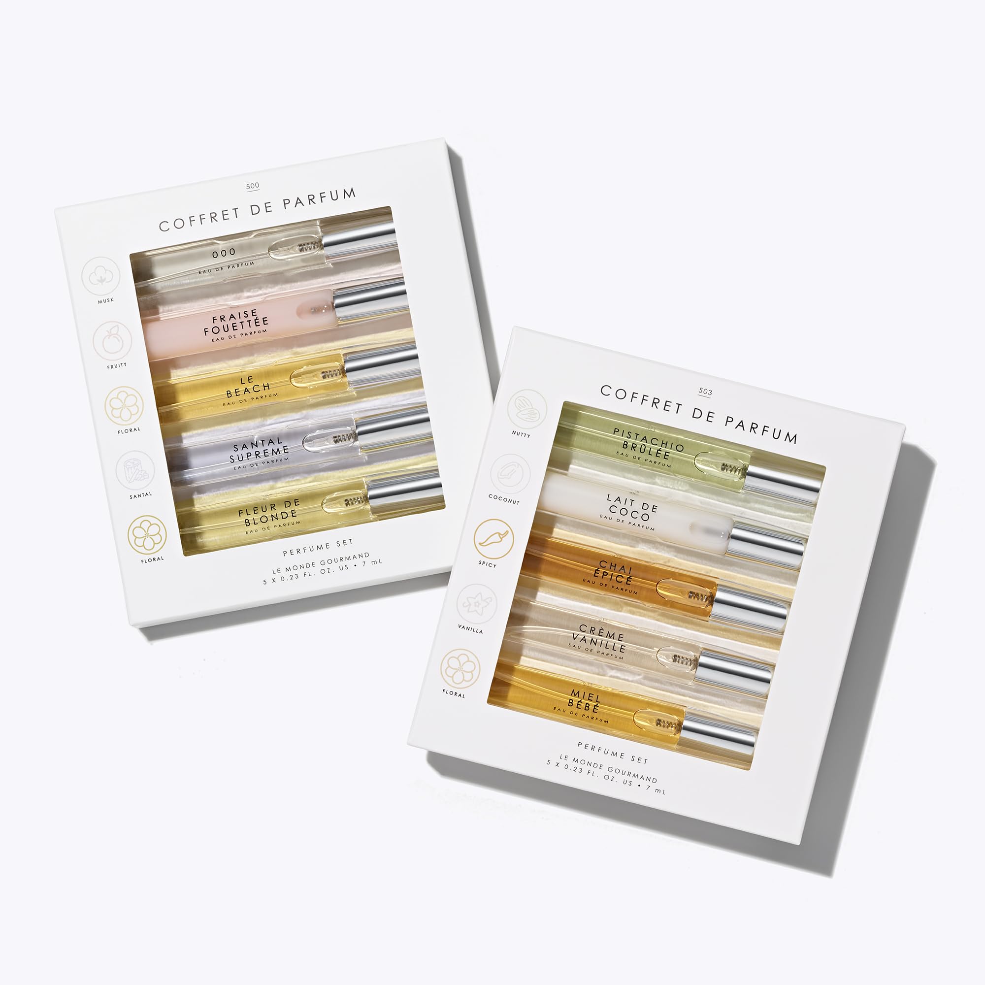 Le Monde Gourmand 2-Box Perfume Set – 10 Mini EDP Purse Sprays | Travel Sampler for Women | Vegan & Cruelty-Free