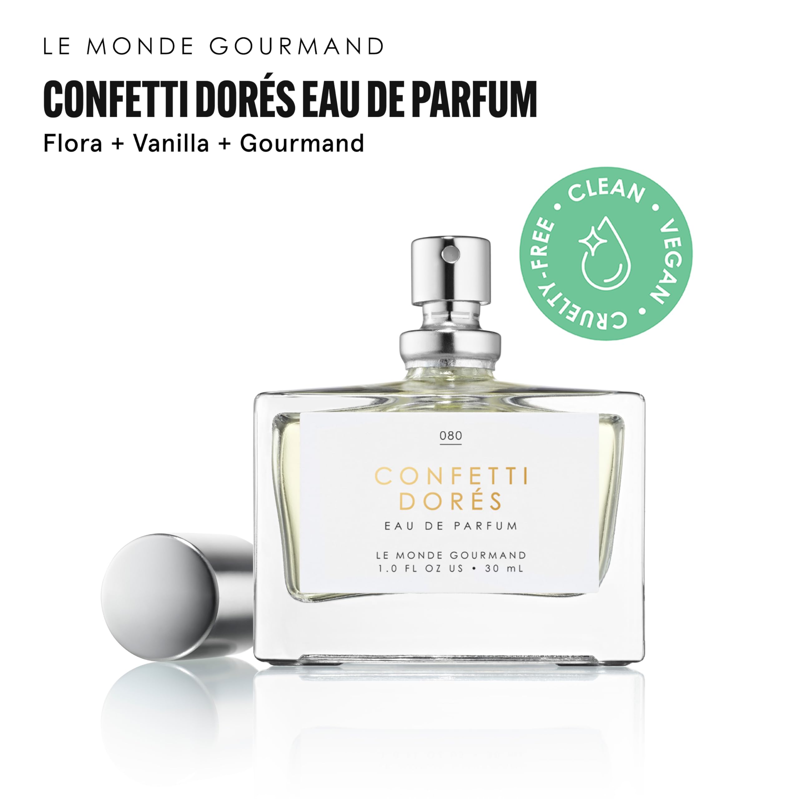 Le Monde Gourmand Confetti Dorés Spray Eau de Parfum – Birthday Cake, Vanilla & Rose – 1 fl oz (30 ml)