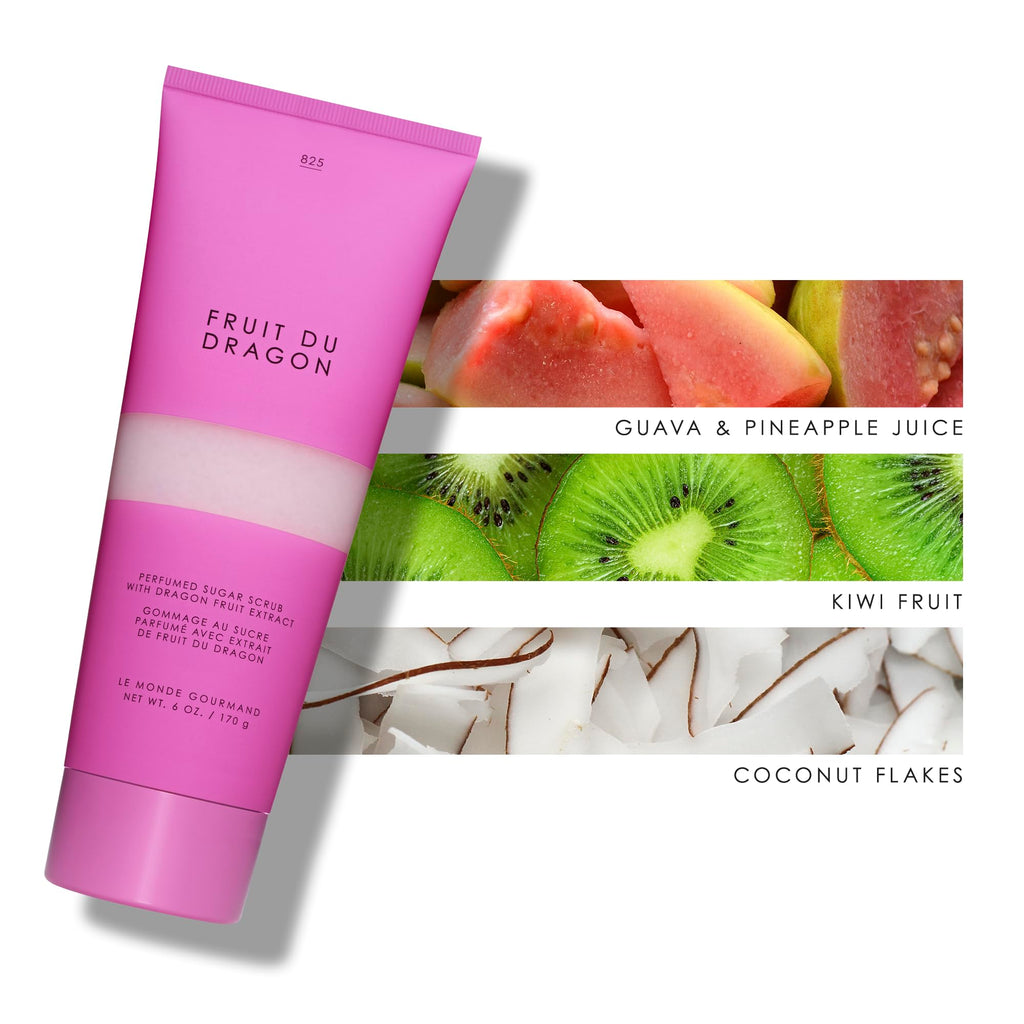 Le Monde Gourmand Fruit du Dragon Perfumed Sugar Scrub – 6 oz / 177 ml – Fruity Coconut Notes