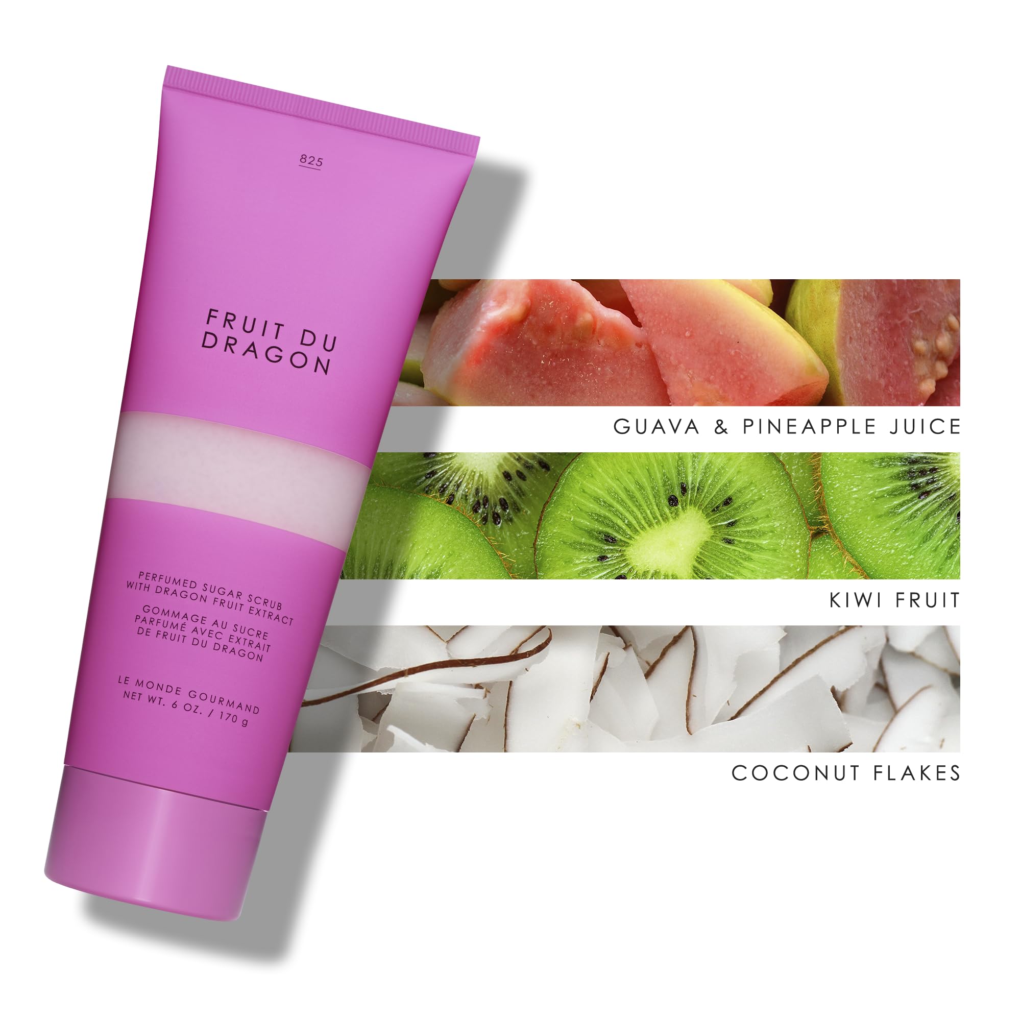 Le Monde Gourmand Fruit du Dragon Perfumed Sugar Scrub – 6 oz / 177 ml – Fruity Coconut Notes