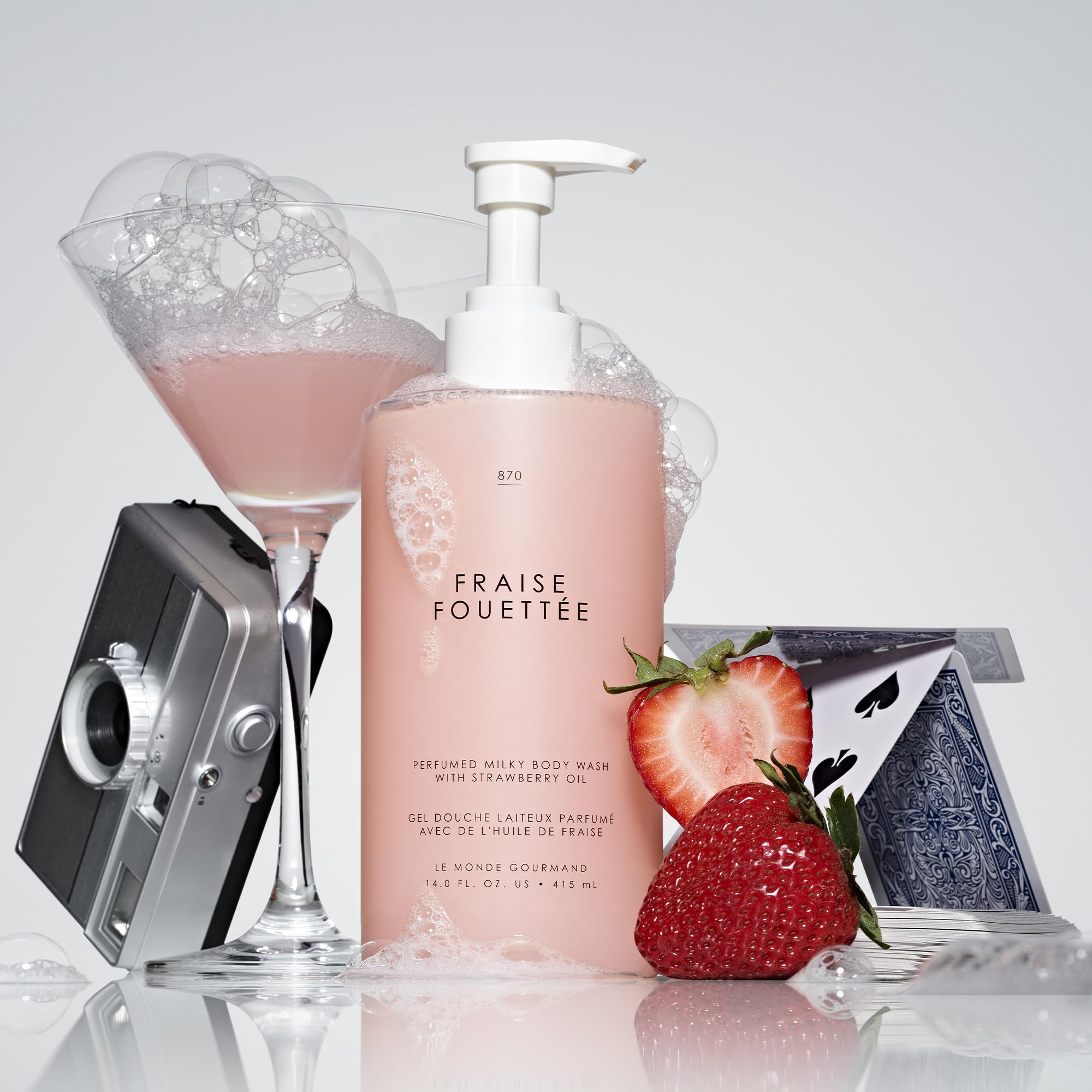 Le Monde Gourmand Strawberry Whipped Milky Body Wash – 14 oz / 414 ml | Vanilla, Strawberry & Sugar Notes | Vegan & Cruelty-Free
