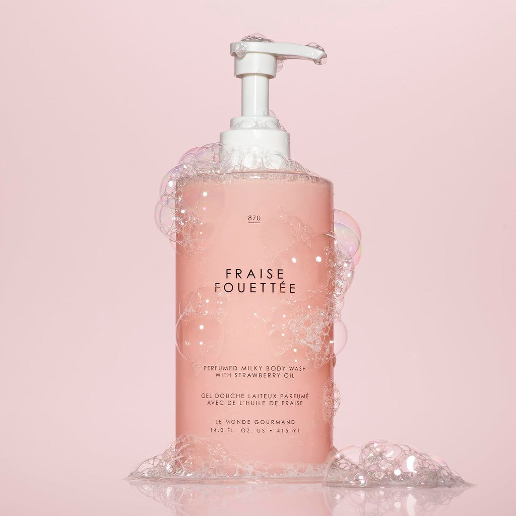 Le Monde Gourmand Strawberry Whipped Milky Body Wash – 14 oz / 414 ml | Vanilla, Strawberry & Sugar Notes | Vegan & Cruelty-Free