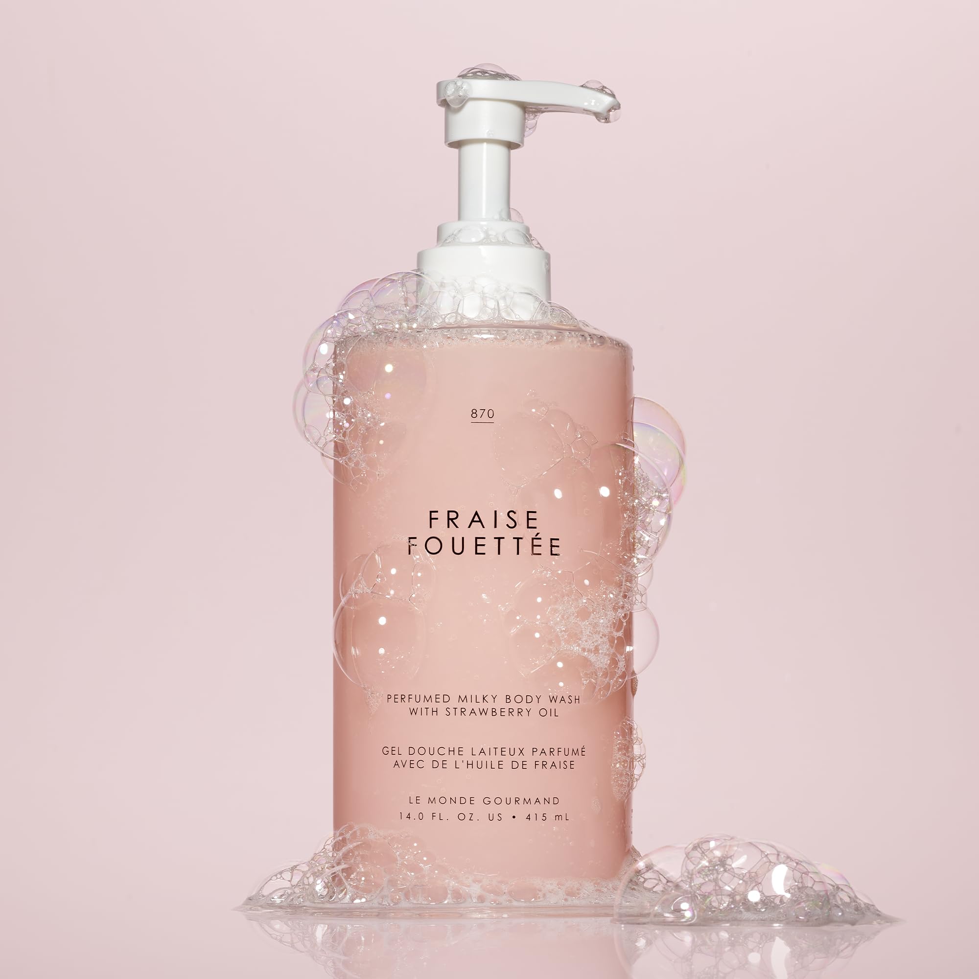 Le Monde Gourmand Strawberry Whipped Milky Body Wash – 14 oz / 414 ml | Vanilla, Strawberry & Sugar Notes | Vegan & Cruelty-Free