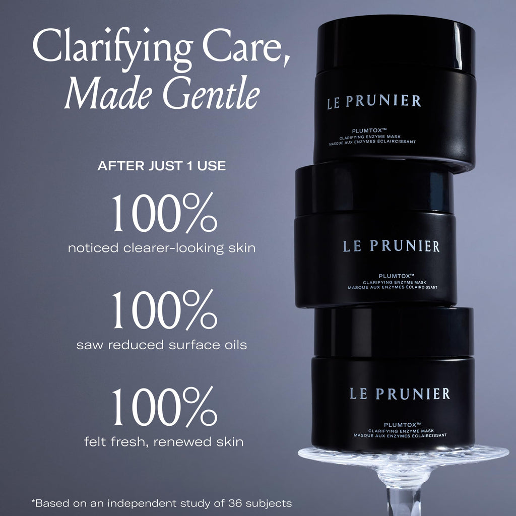 Le Prunier Plumtox Clarifying Enzyme Face Mask | Gentle AHA/BHA/PHA Exfoliation with Midnight Muir Plum Extract | Vegan Skincare | 2 fl oz