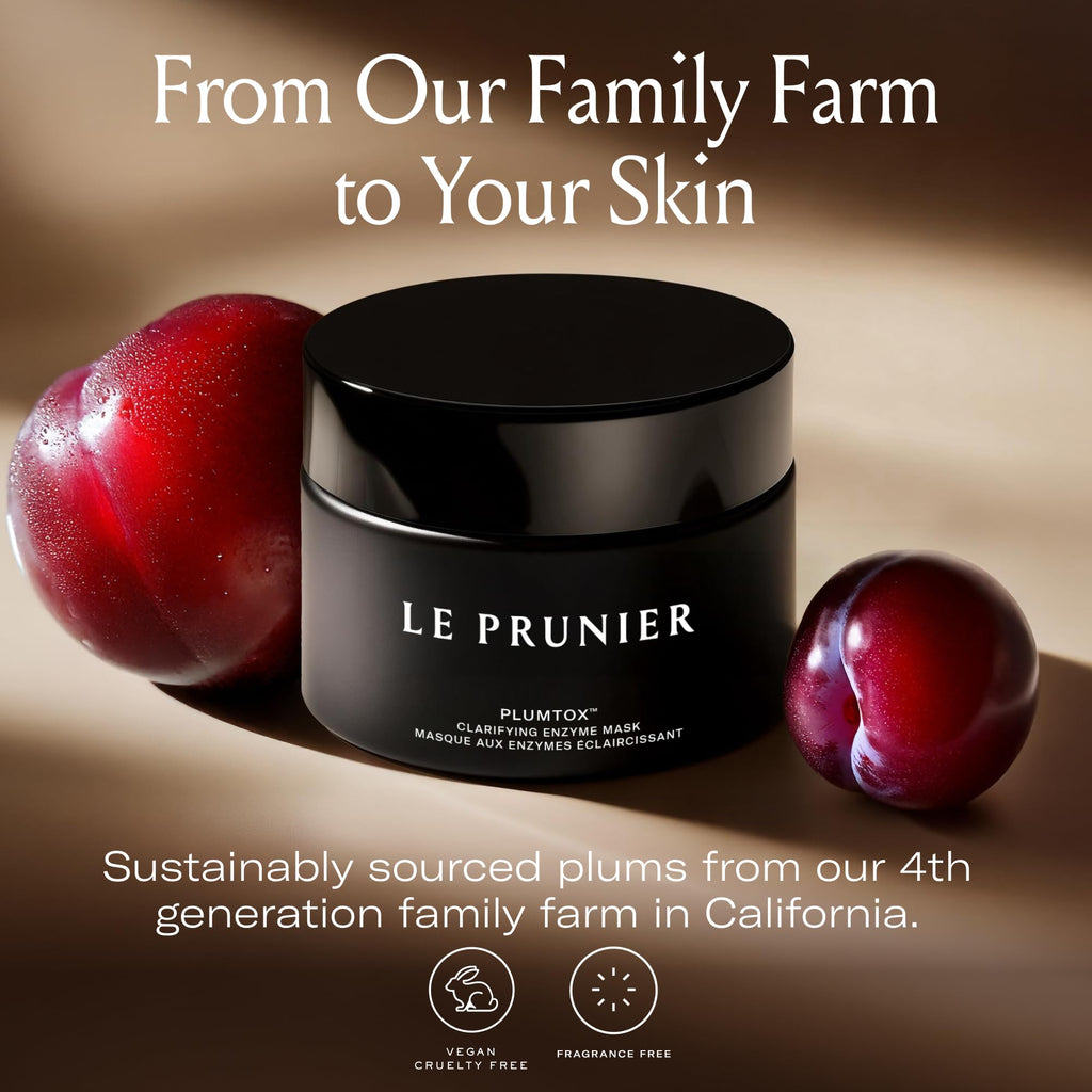 Le Prunier Plumtox Clarifying Enzyme Face Mask | Gentle AHA/BHA/PHA Exfoliation with Midnight Muir Plum Extract | Vegan Skincare | 2 fl oz