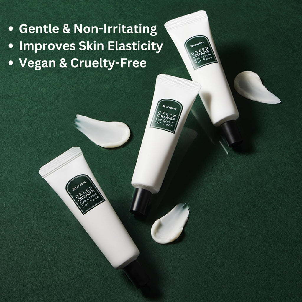 LEADERS Green Collagen Eye Cream for Face – Vegan Anti-Aging Eye Treatment, Hydration & Elasticity, 50ml