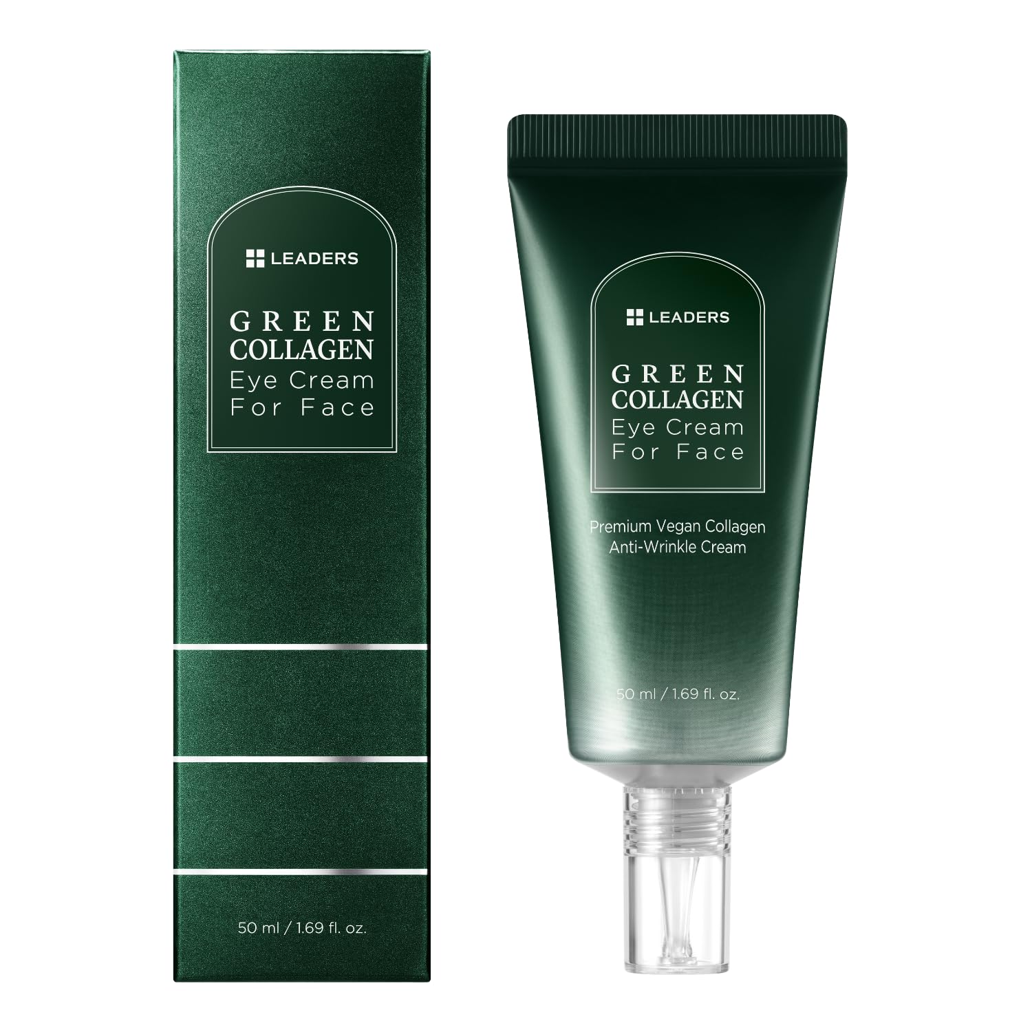 LEADERS Green Collagen Eye Cream for Face – Vegan Anti-Aging Eye Treatment, Hydration & Elasticity, 50ml