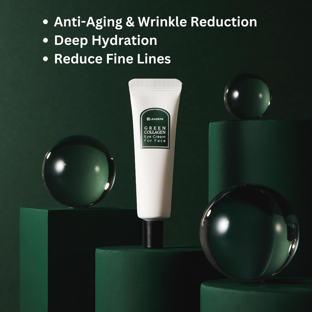 LEADERS Green Collagen Eye Cream for Face – Vegan Anti-Aging Eye Treatment, Hydration & Elasticity, 50ml