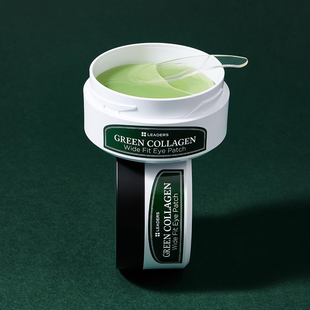 LEADERS Green Collagen Wide Fit Eye Patch – Vegan Hydrogel for Sensitive Skin & Multi-Area Firming