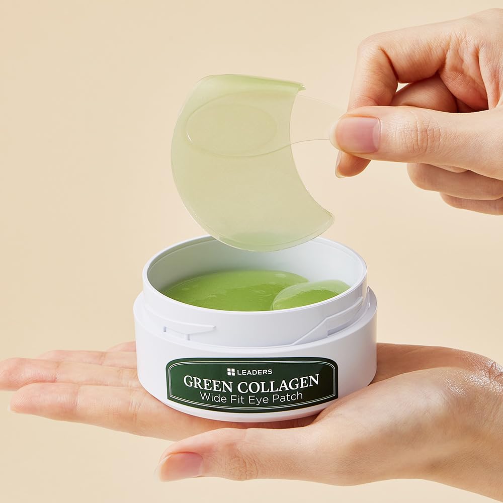 LEADERS Green Collagen Wide Fit Eye Patch – Vegan Hydrogel for Sensitive Skin & Multi-Area Firming