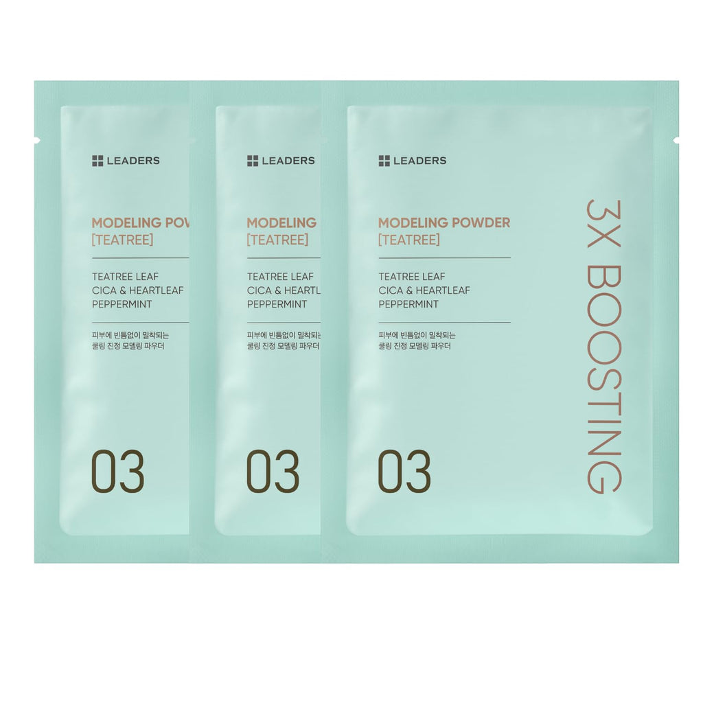 LEADERS 3X Boosting Modeling Mask – 3-Step Korean Skincare Set with Tea Tree (3-Pack)