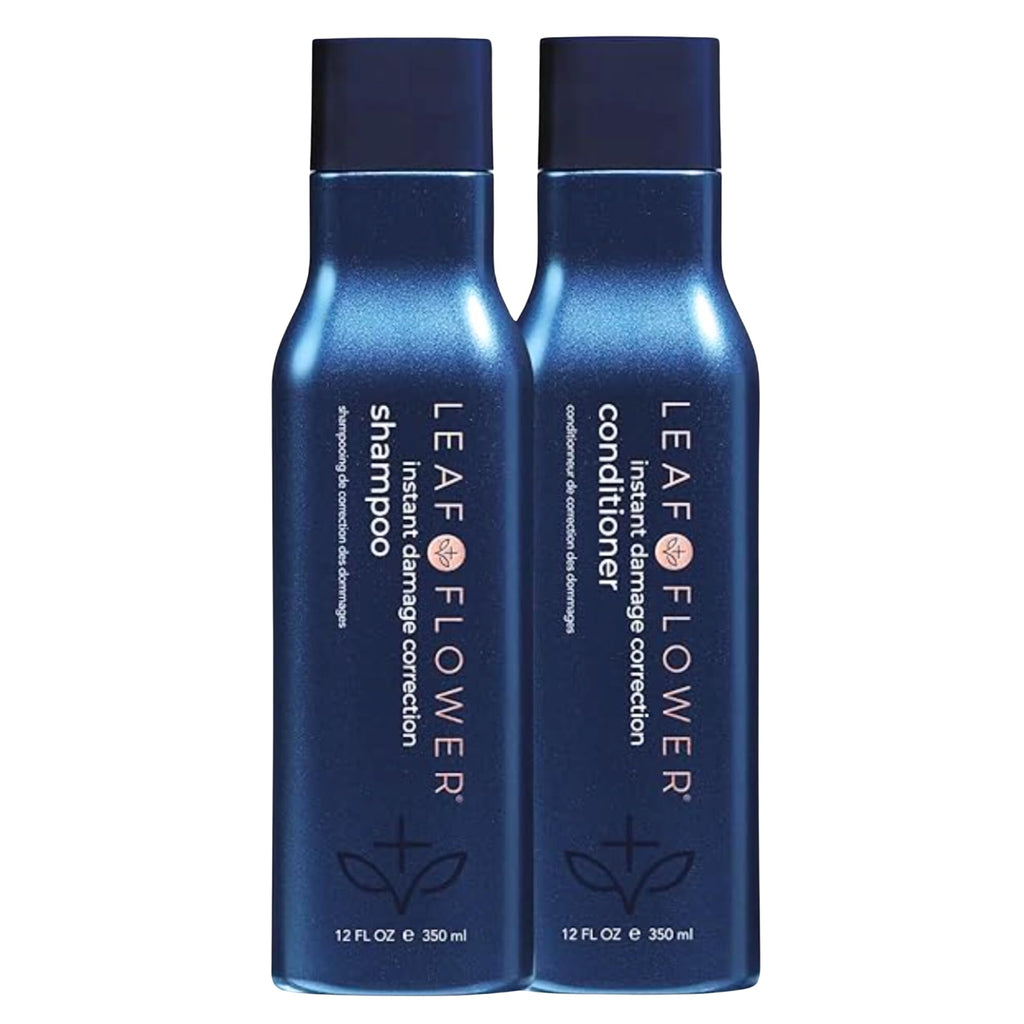 Leaf & Flower Shampoo & Conditioner Duo – 12 oz Blue Packaging for Damage Repair and Gentle Care