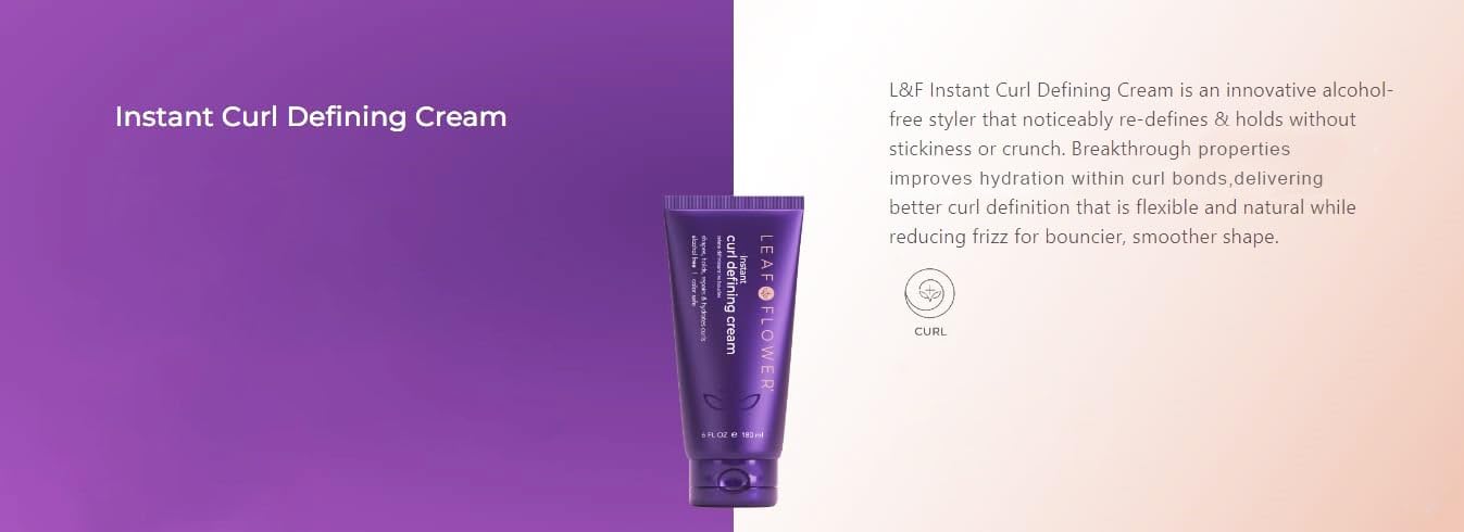 Leaf & Flower Instant Curl Defining Cream – Alcohol-Free Hydration & Flexible Hold (6oz/180ml)
