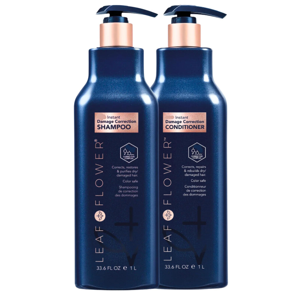 Leaf & Flower Shampoo & Conditioner Duo 33.6 oz – Blue Packaging, Damage Correction