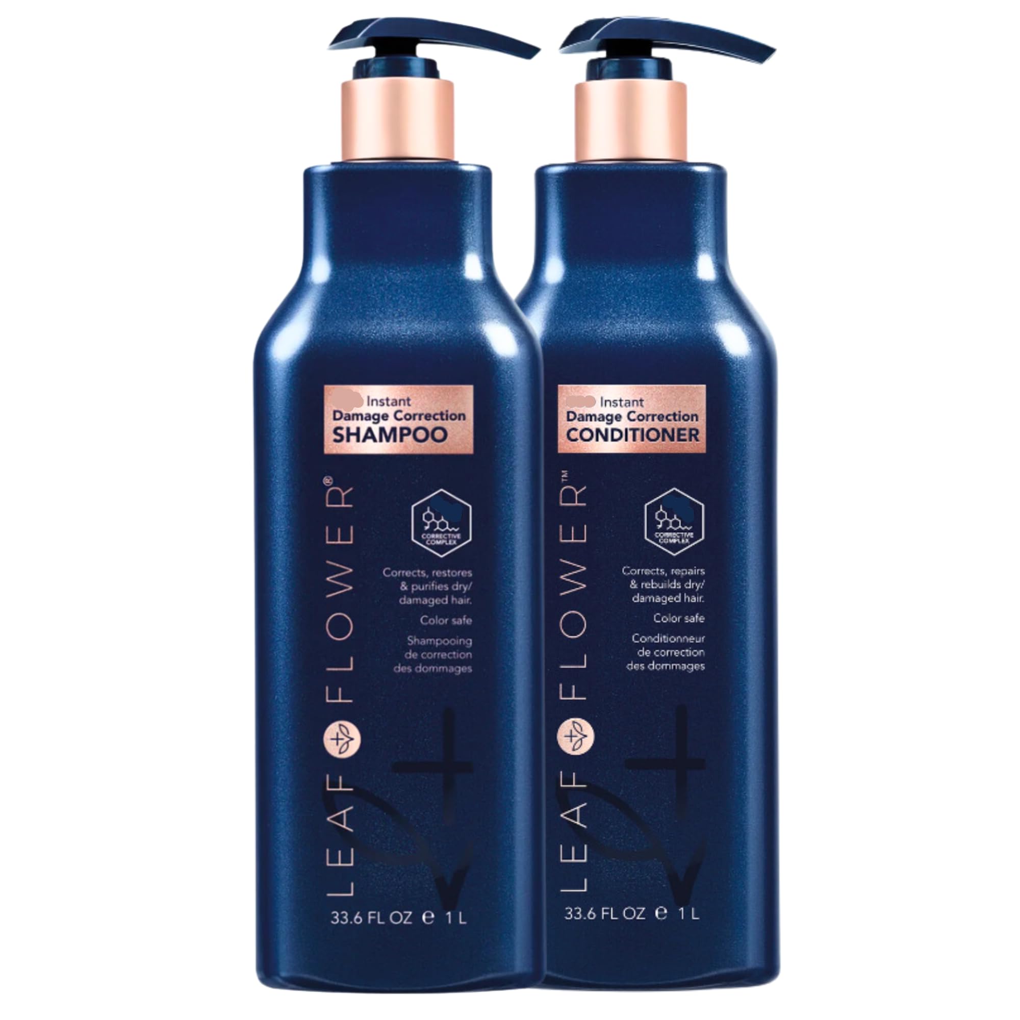 Leaf & Flower Shampoo & Conditioner Duo 33.6 oz – Blue Packaging, Damage Correction