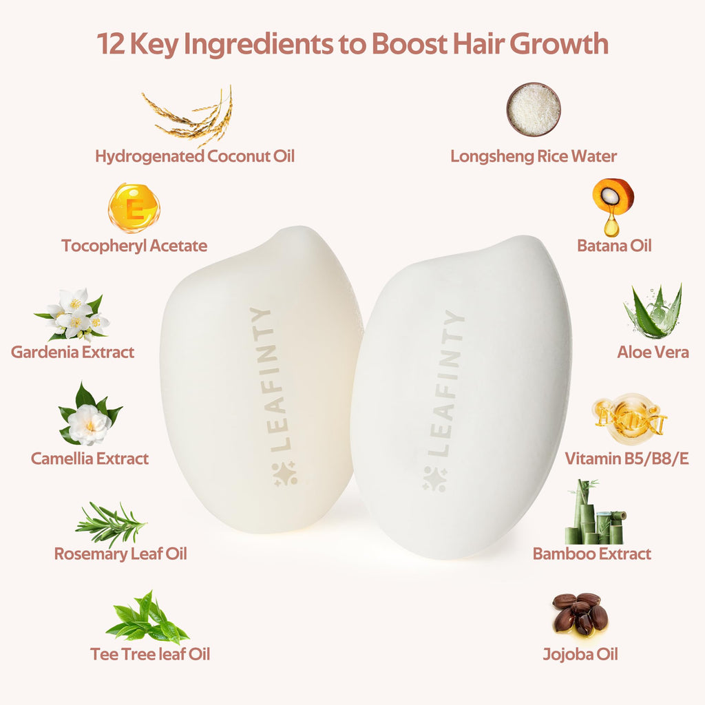 Leafinty Rice Water Shampoo & Conditioner Bar for Hair Growth – Vegan, Natural, Thickening & Strengthening | 6.7 oz