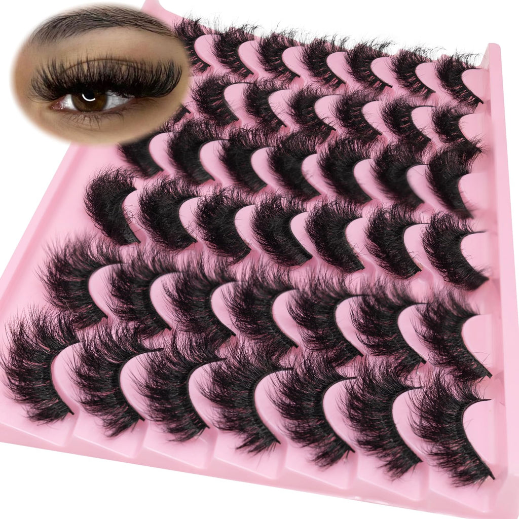 LEAFMOON Wispy Mink Lashes – 21 Pairs, 3 Styles, 8D Volume, 14–18mm Cat-Eye