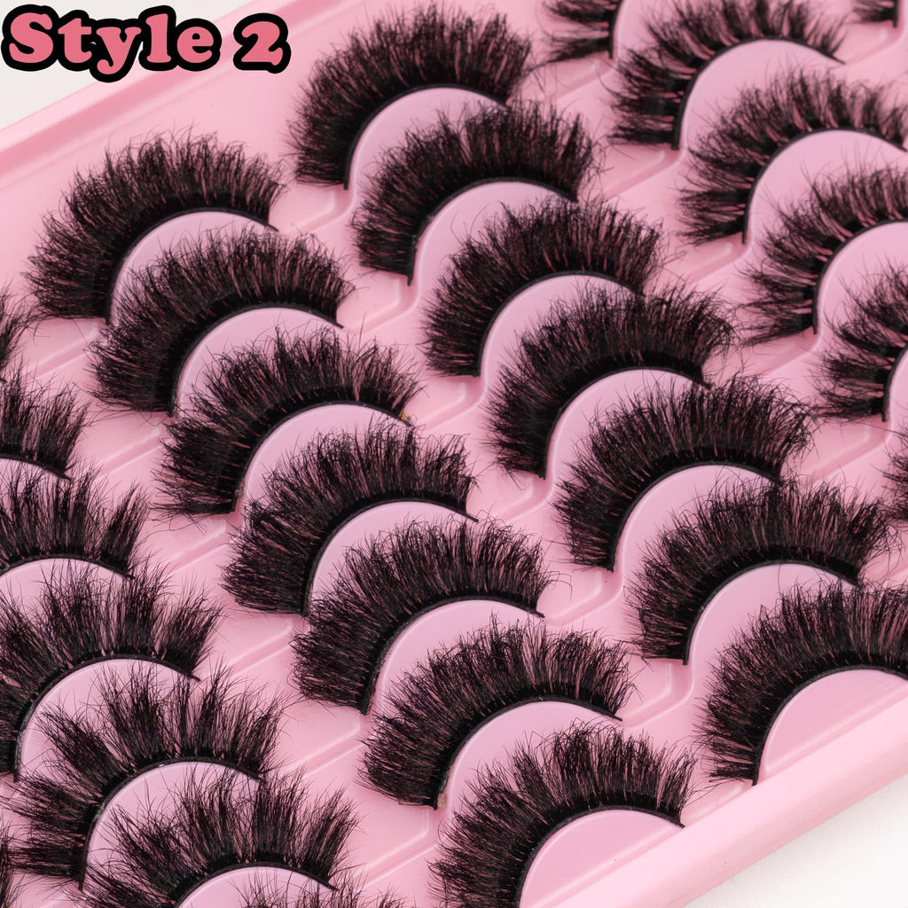 LEAFMOON Wispy Mink Lashes – 21 Pairs, 3 Styles, 8D Volume, 14–18mm Cat-Eye