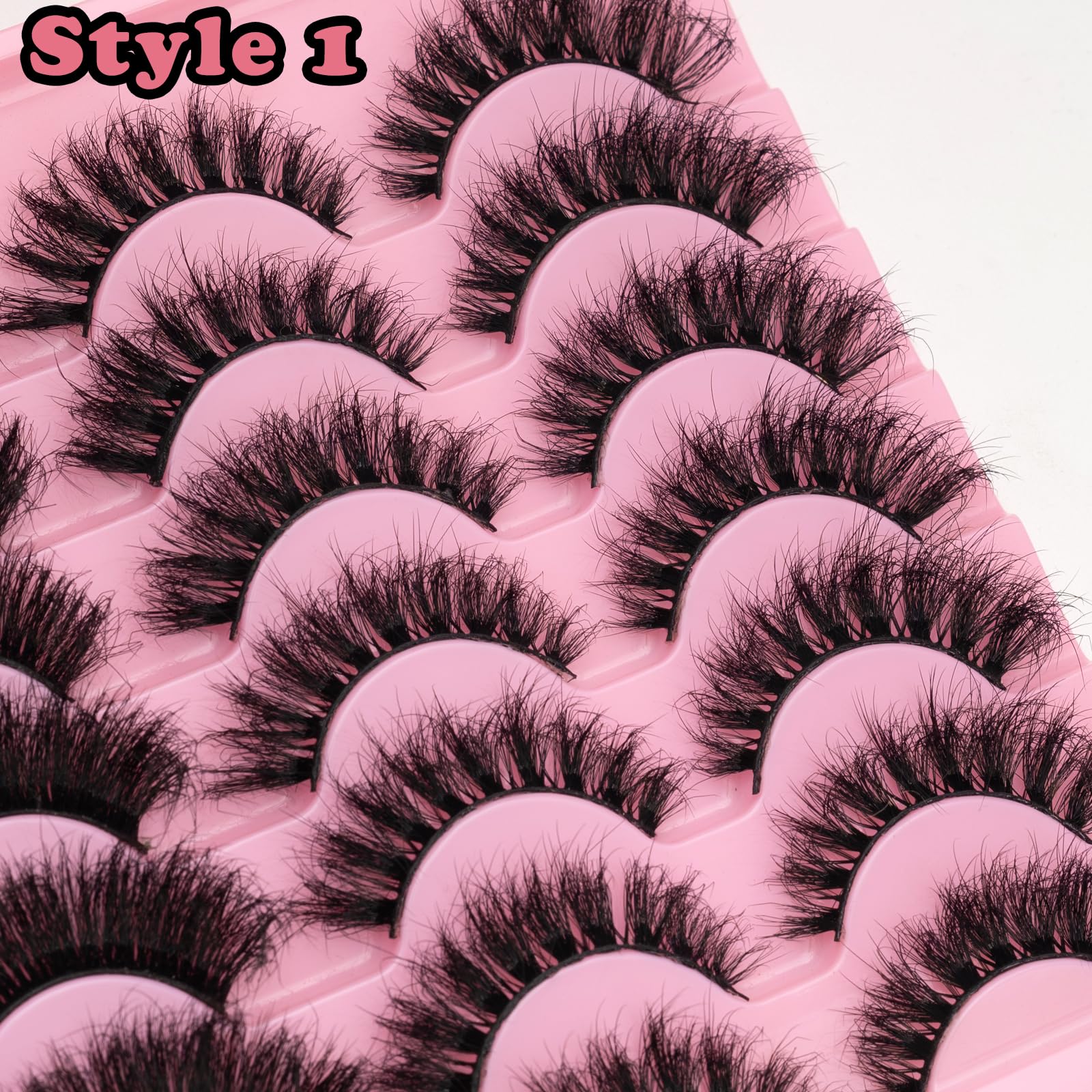 LEAFMOON Wispy Mink Lashes – 21 Pairs, 3 Styles, 8D Volume, 14–18mm Cat-Eye