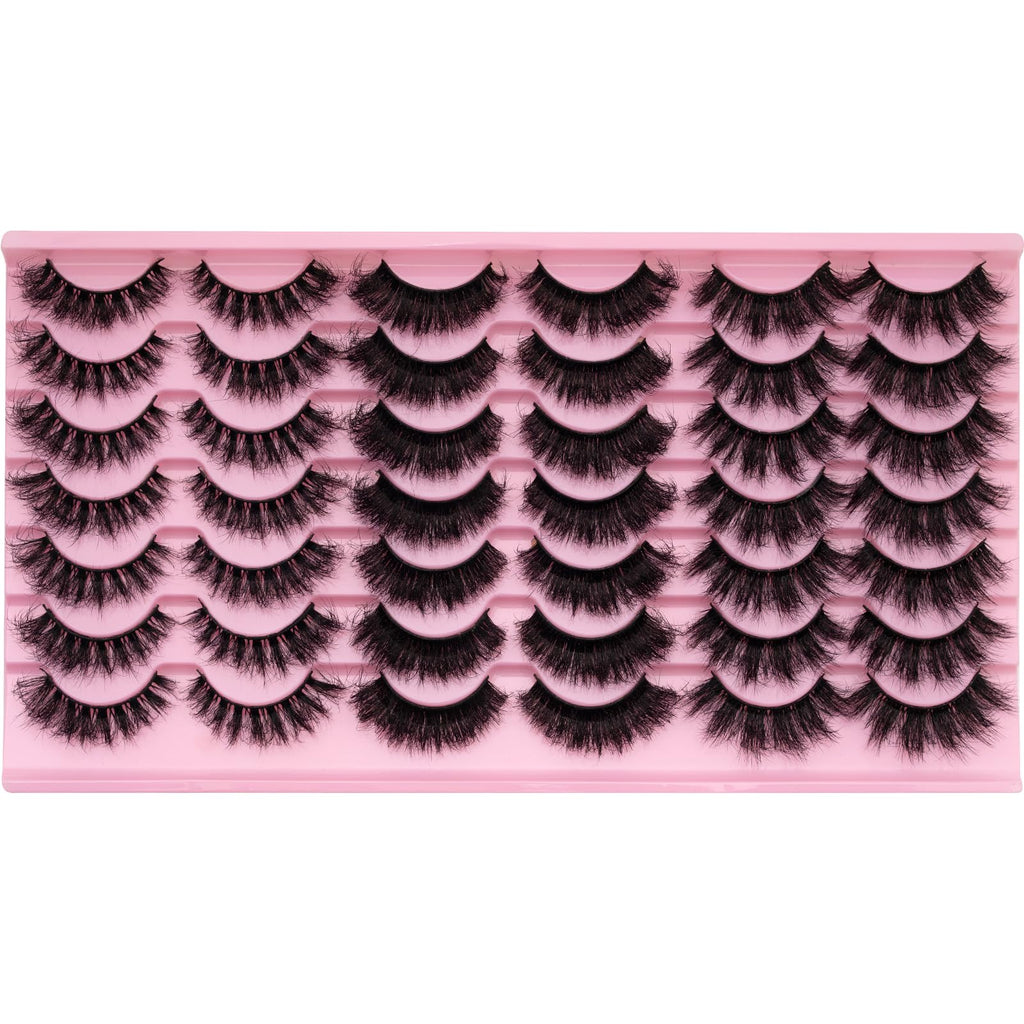 LEAFMOON Wispy Mink Lashes – 21 Pairs, 3 Styles, 8D Volume, 14–18mm Cat-Eye
