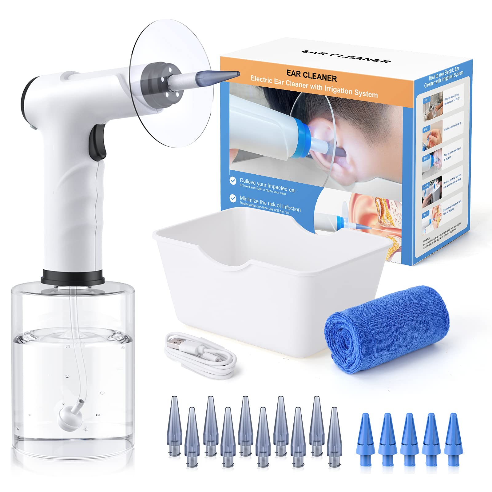 Lebbtl Ear Wax Removal Kit — Electric Ear Cleaning with Light, 4 Modes, Basin & 15 Tips