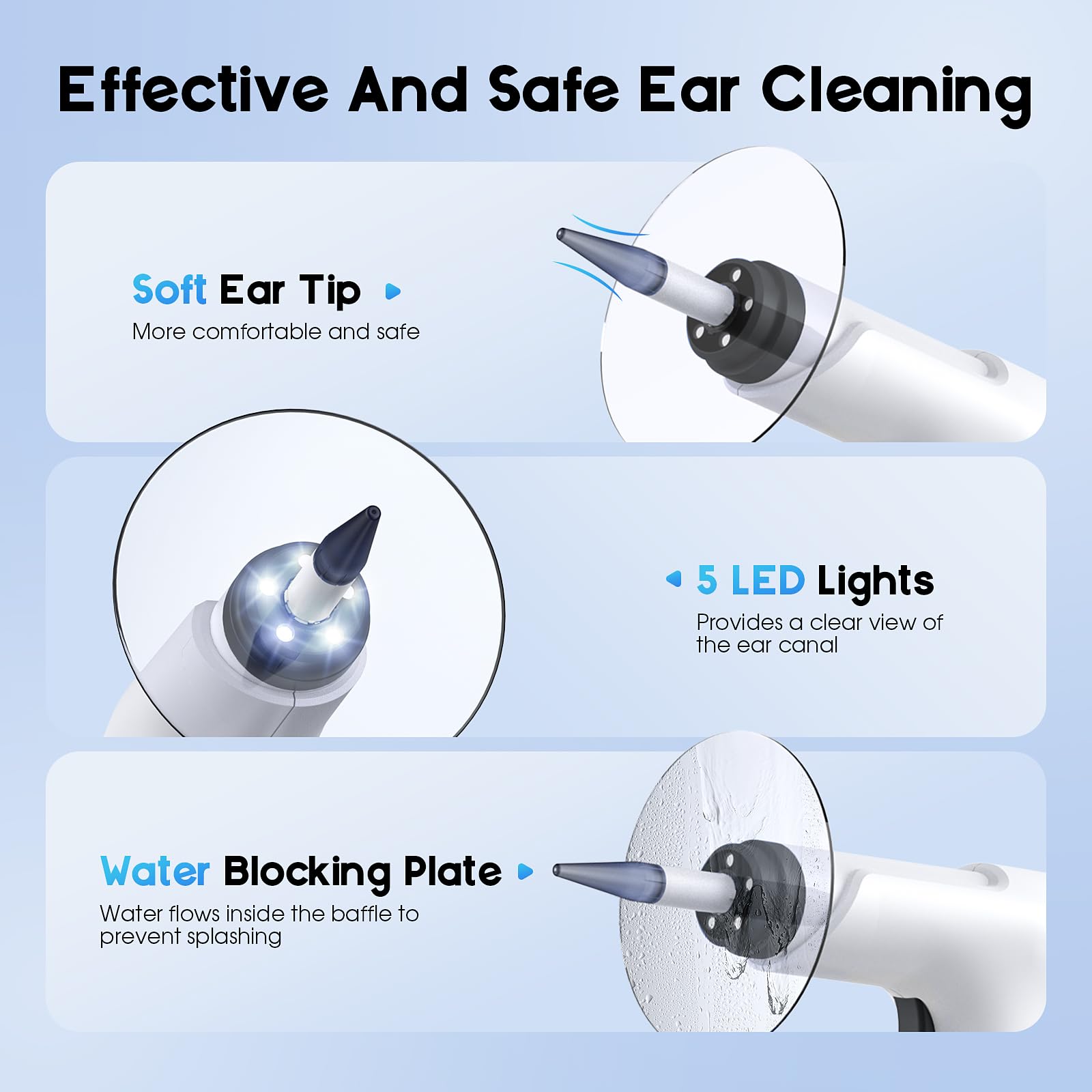Lebbtl Ear Wax Removal Kit — Electric Ear Cleaning with Light, 4 Modes, Basin & 15 Tips