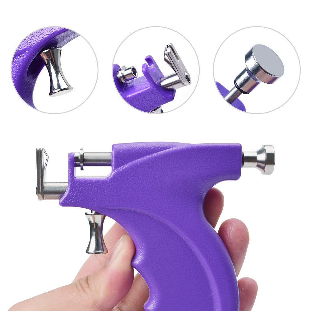 LECIEL Reusable Ear Piercing Gun Kit – 16 Pairs Stud Earrings (6 Sterling Silver + 10 Gun Studs)