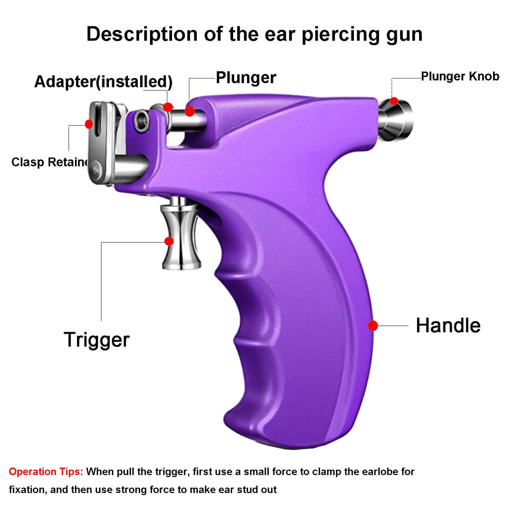 LECIEL Reusable Ear Piercing Gun Kit – 16 Pairs Stud Earrings (6 Sterling Silver + 10 Gun Studs)