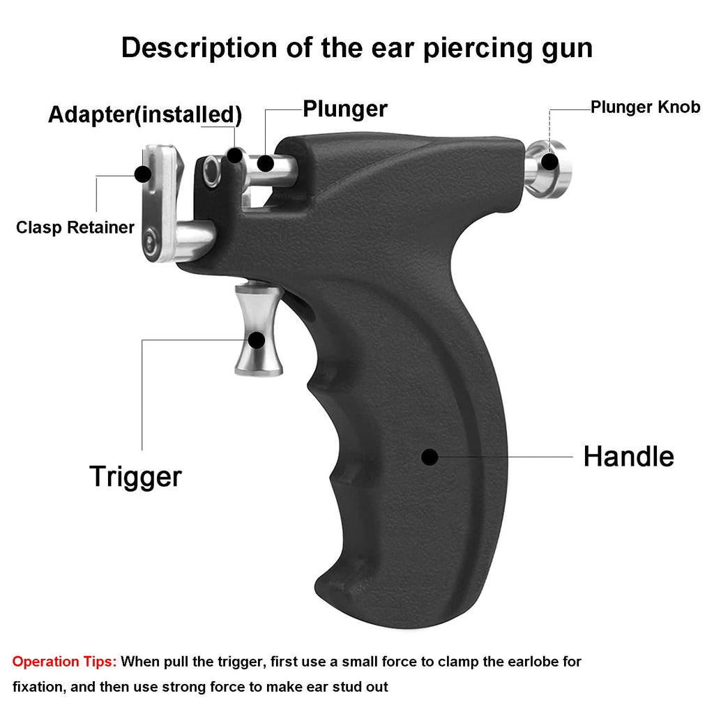 LECIEL Professional Ear Piercing Gun Kit – Reusable with 16 Pairs Hypoallergenic Earrings (6 Sterling Silver, 18K Yellow Gold-Plated + 10 Gun Studs)