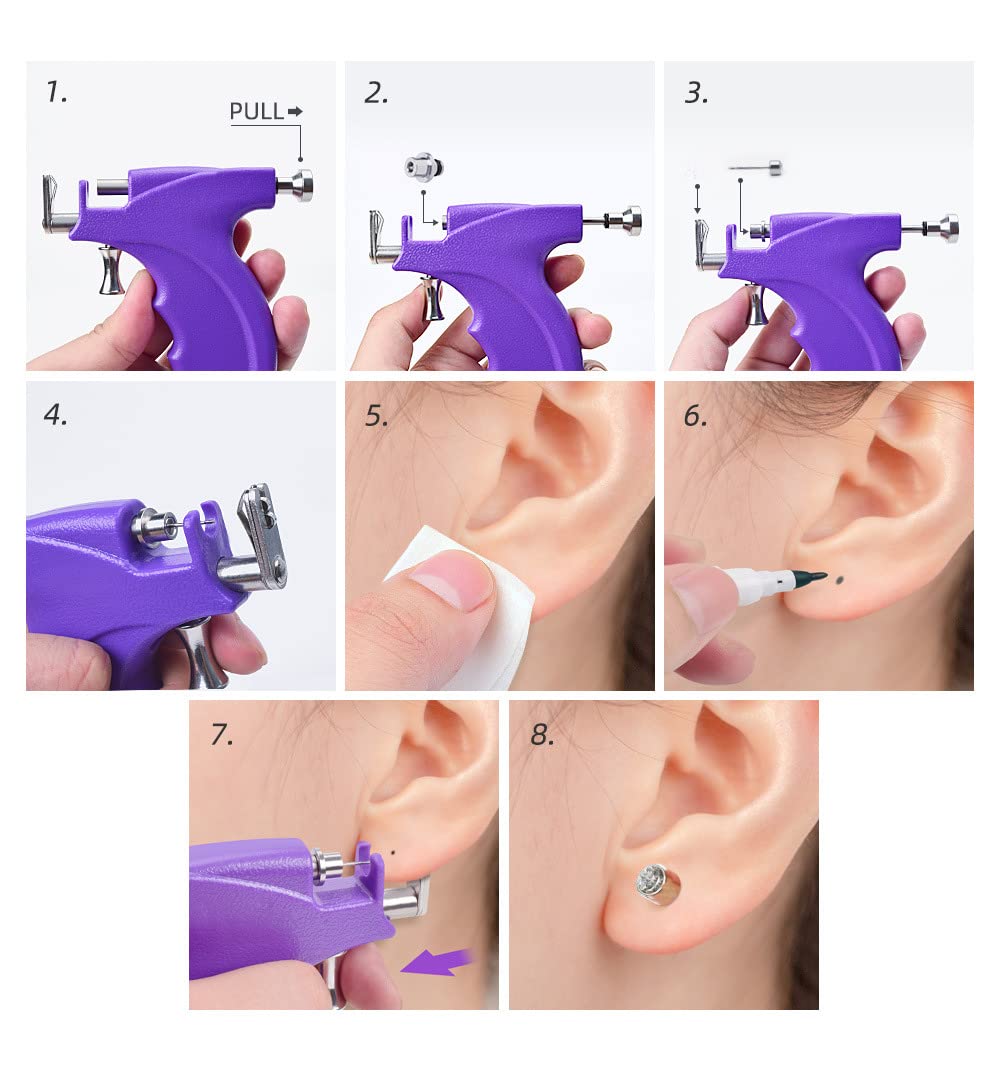 LECIEL Professional Ear Piercing Kit — Reusable, 16 Pairs (Sterling Silver + 18K Gold-Plated)
