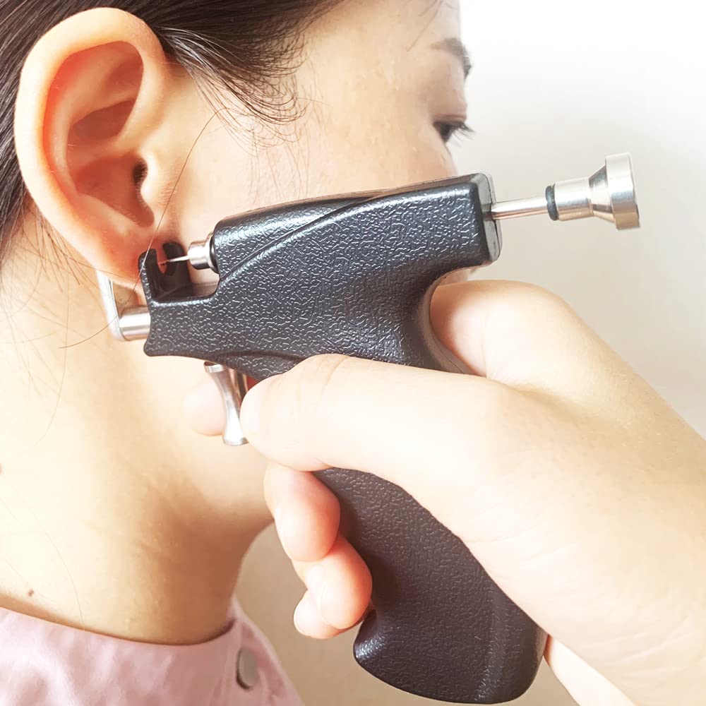 LECIEL Professional Ear Piercing Gun Kit – Reusable with 16 Pairs Hypoallergenic Earrings (6 Sterling Silver, 18K Yellow Gold-Plated + 10 Gun Studs)