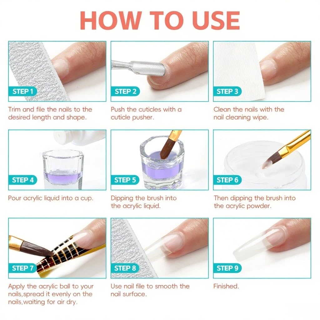 Leeclek Acrylic Nail Kit for Beginners – DIY Nail Art Set