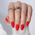 Leefrei Red Press-On Nails – Glossy Short Almond Kit with Glue & Tabs (32 Pieces, 16 Sizes)