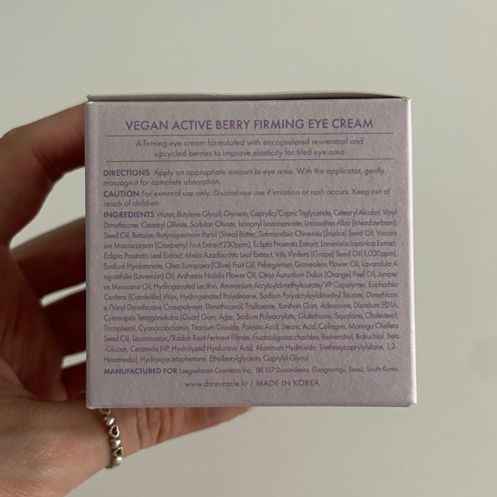 Leegeehaam Dr.Ceuracle Vegan Active Berry Eye Cream with Applicator – Hydrating Resveratrol Eye Treatment