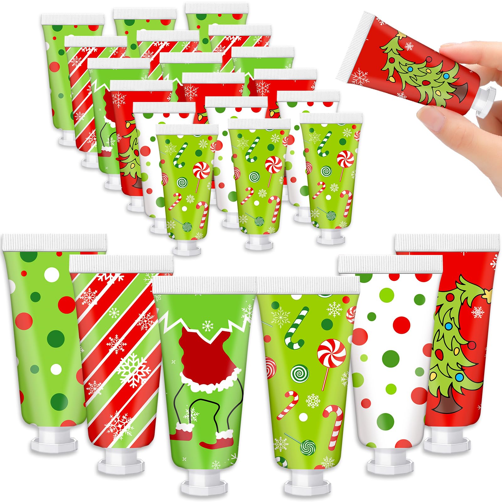 Leelosp 24 Pcs Red & Green Christmas Hand Cream Gift Set — Travel-Size Moisturizers for Stockings