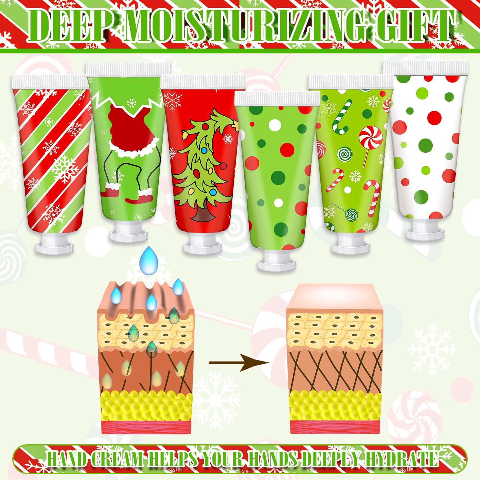 Leelosp 24 Pcs Red & Green Christmas Hand Cream Gift Set — Travel-Size Moisturizers for Stockings